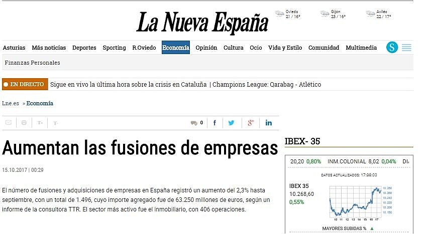 Aumentan las fusiones de empresas